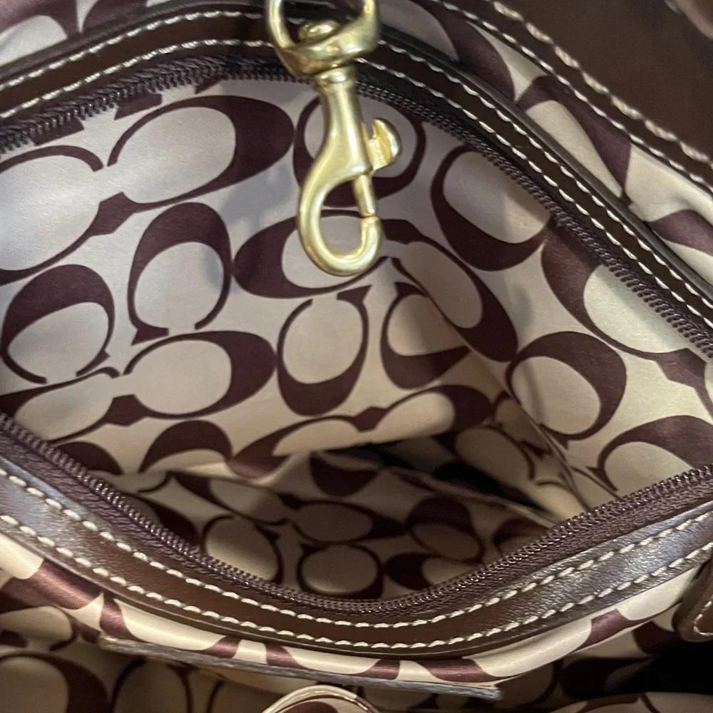 Coach Brown Braided Leather Shoulder Tote with Horsebit Accent - Picture 13 of 13